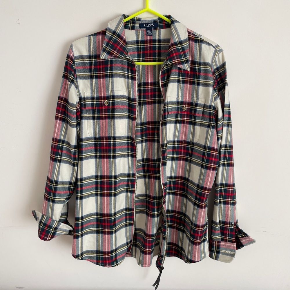 Chaps Ralph Lauren Red/ White Plaid Button Down Shirt. High end cotton blend. 10
